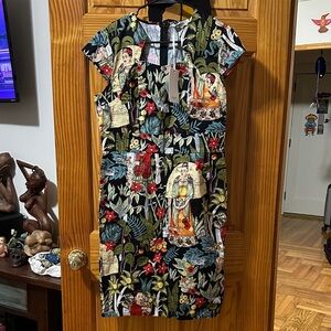 Frida Kahlo Midi dress with cap sleeves and beautiful neckline. Brand new.